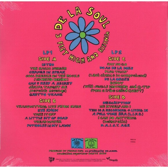 De La Soul, 3 ft. High and Rising Magenta Double Vinyl, Reissue, Chrysalis NEW - Picture 2 of 2